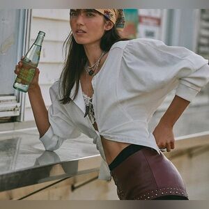 Free People White Maggie Cardi Blouse Shirt Billowy dolman sleeves size S